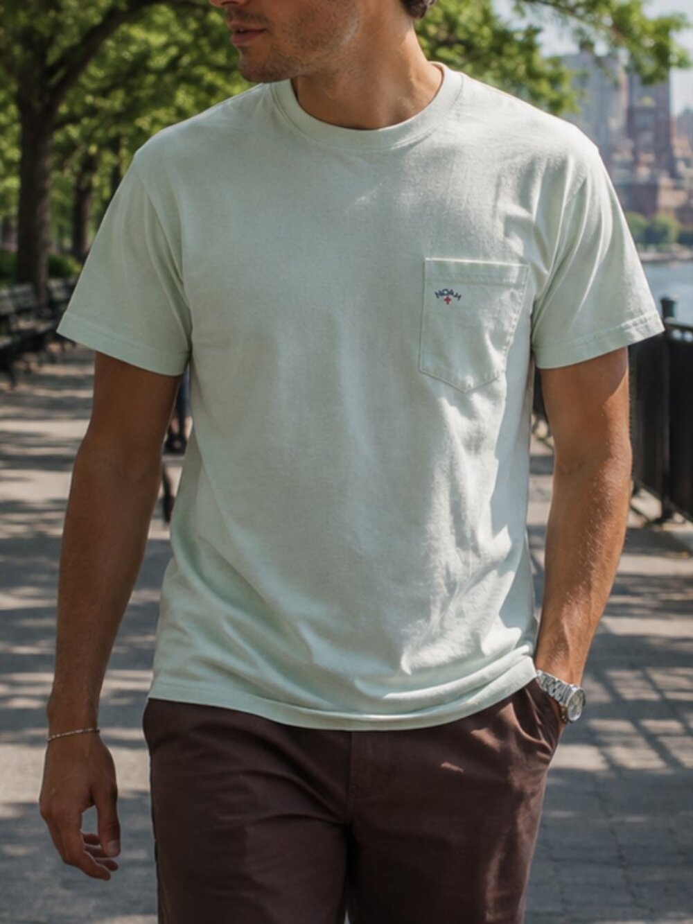 Noah NYC Light Green Pocket T-Shirt